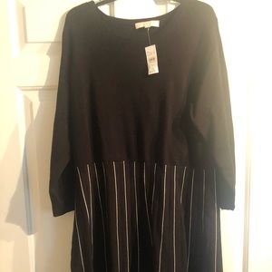 Loft black and white striped dress.  NWT